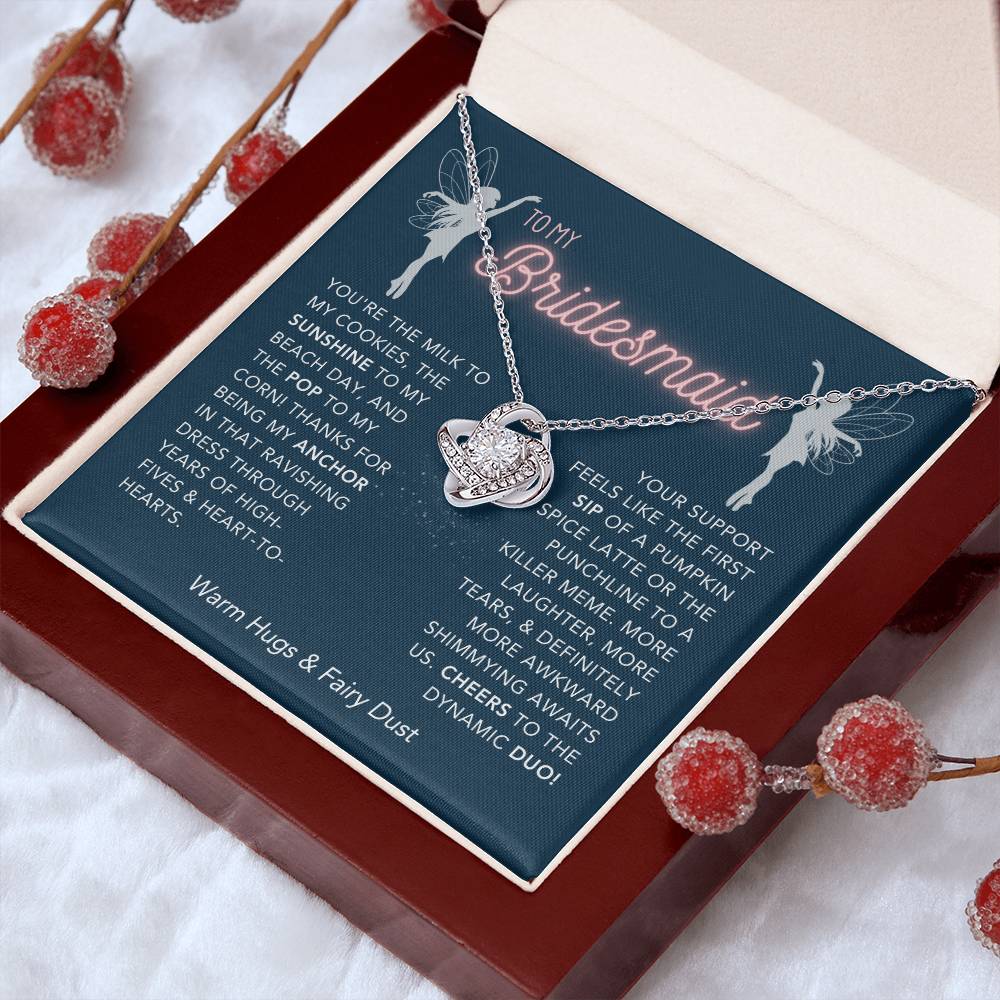 DesignTheShine Bridesmaid Necklace, Bridesmaid Gift, Thank You Gifts for Bridesmaids, Knot Necklace Bridesmaid Proposal Gift with Thoughtful Message Card and Gift Box, Bridesmaid Gift Box - BM1