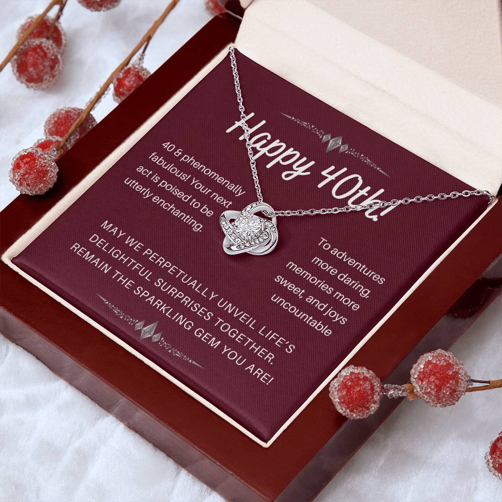 DesignTheShine 40th Birthday Gifts for Her, Necklace 40th Birthday Gift for Women, Love Knot Necklaces for Daughter, Girlfriend, Wife, Soulmate, Fiance - US402