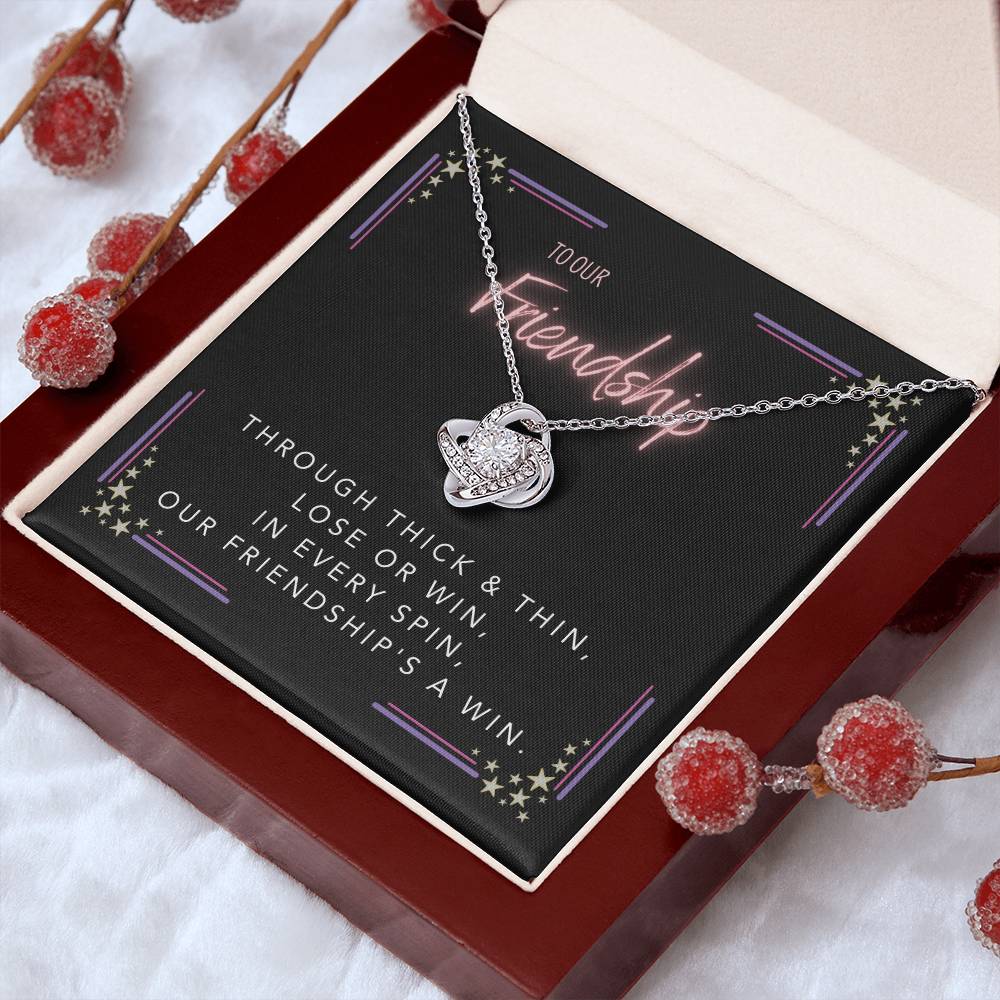 DesignTheShine Friendship Gifts for Women, Best Friend Birthday Gifts, Christmas Gift for Women, Appreciation Gifts for Women - BFF Gift Ideas, Love Knot Necklace with Message Thoughtful Card - FG5