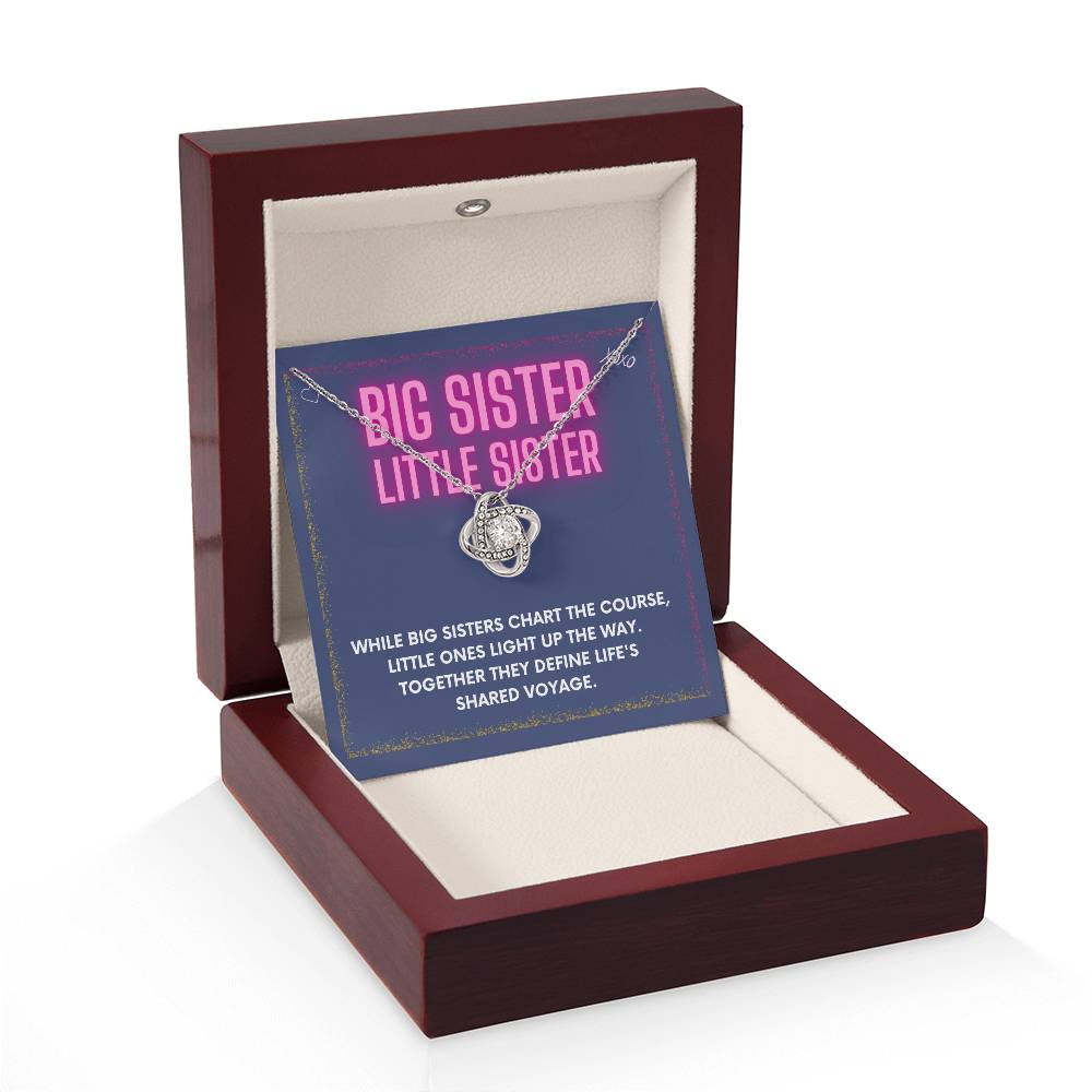 DesignTheShine Sisters Gift from Sister, Big Sister Gifts, To My Sister Necklace for Sister, Soul Sister, Sister In Law Gift, Love Knot Necklace Message USBSL5