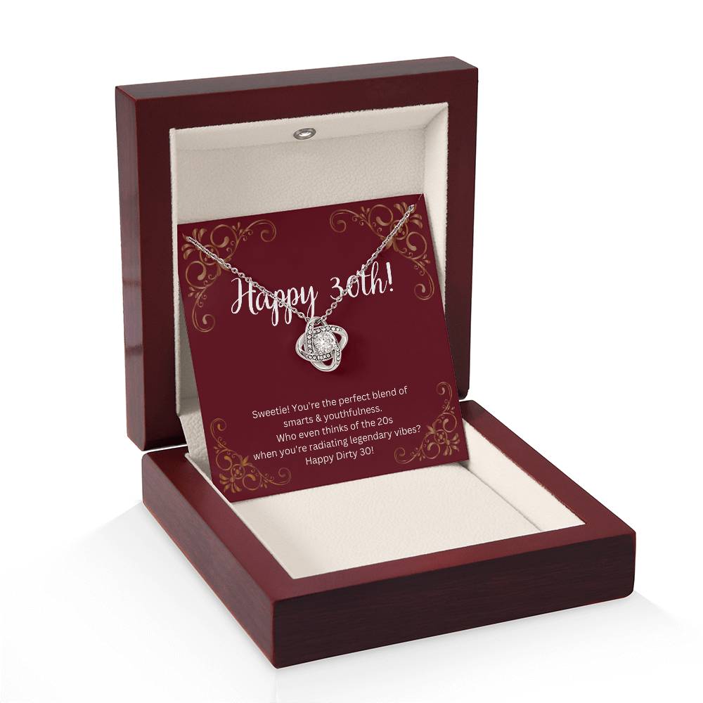 DesignTheShine 30th Birthday Gifts for Women, Necklace 30th Birthday Gift for Her, Love Knot Necklaces for Girlfriend, Wife, Soumate, Finace with Thoughtful Message Card and Gift Box - 30th5