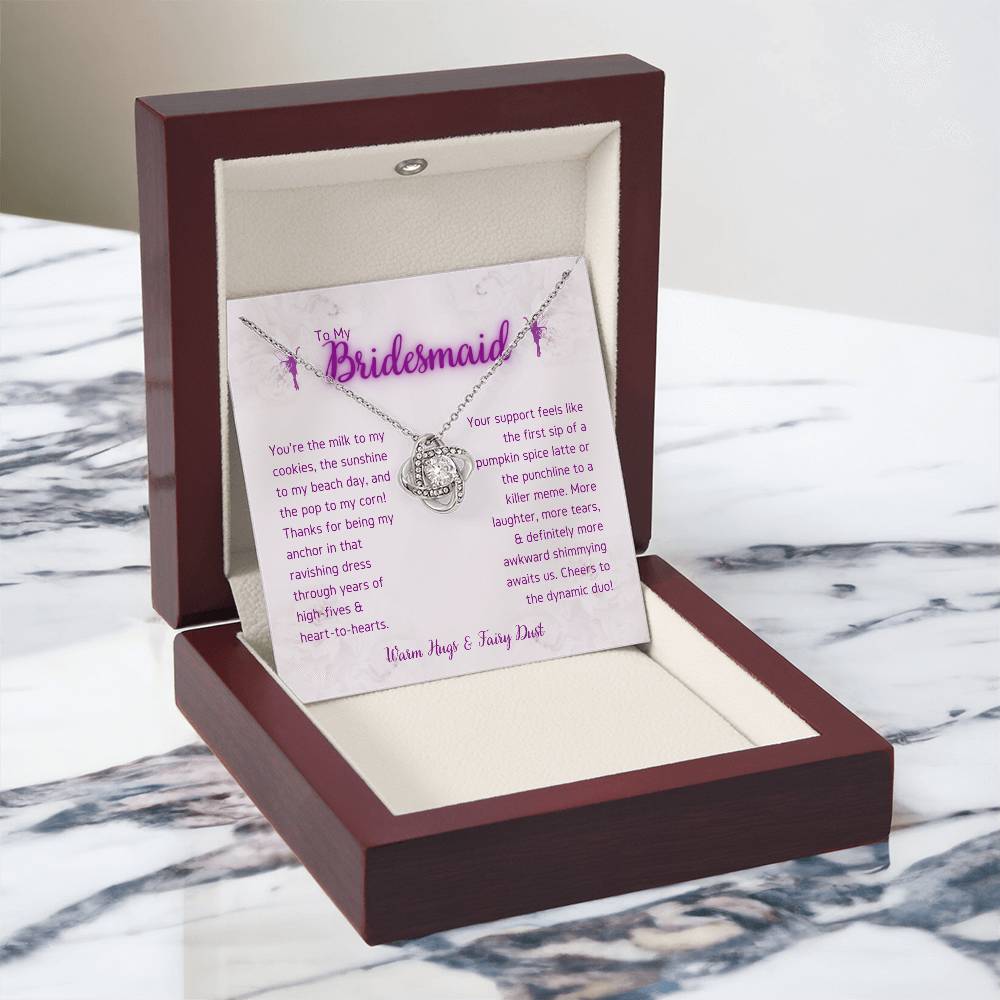 DesignTheShine Bridesmaid Necklace, Bridesmaid Gift, Thank You Gifts for Bridesmaids, Knot Necklace Bridesmaid Proposal Gift with Thoughtful Message Card and Gift Box, Bridesmaid Gift Box - BM4