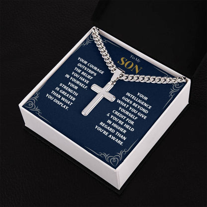 DesignTheShine To My Son From Mom, Son Gifts From Mom and Dad, Mother and Son Necklace, Teenage Boy Gifts, Gifts Ideas for Teen Boys 16-18 for Christmas, Birthday, Graduation - TB3