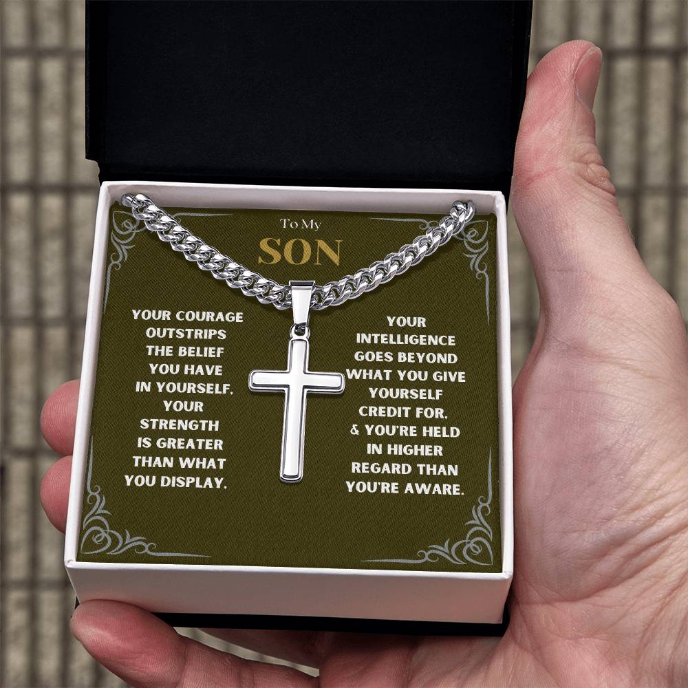 DesignTheShine To My Son From Mom, Son Gifts From Mom and Dad, Mother and Son Necklace, Teenage Boy Gifts, Gifts Ideas for Teen Boys 16-18 for Christmas, Birthday, Graduation - TB4