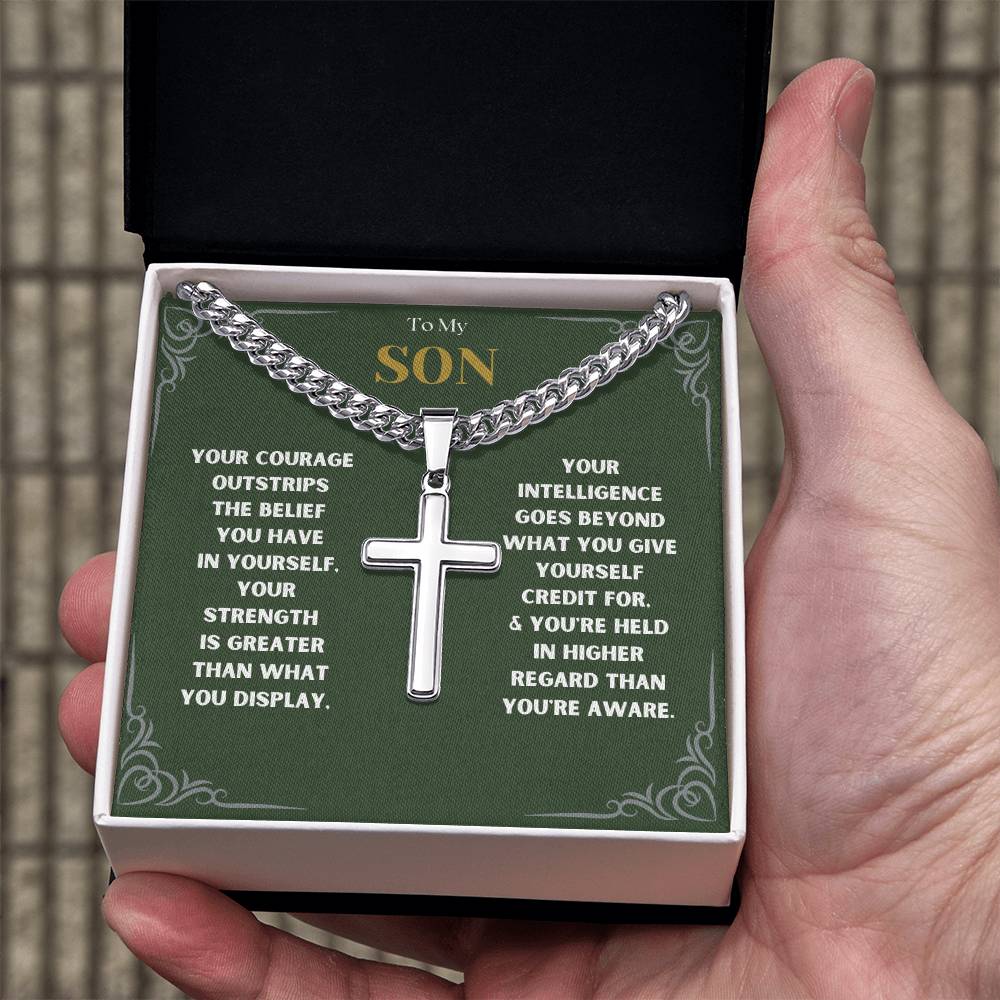 DesignTheShine To My Son From Mom, Son Gifts From Mom and Dad, Mother and Son Necklace, Teenage Boy Gifts, Gifts Ideas for Teen Boys 16-18 for Christmas, Birthday, Graduation - TB5