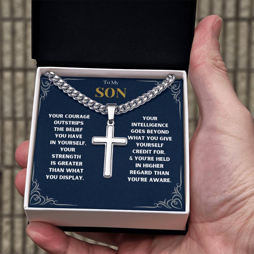 DesignTheShine To My Son From Mom, Son Gifts From Mom and Dad, Mother and Son Necklace, Teenage Boy Gifts, Gifts Ideas for Teen Boys 16-18 for Christmas, Birthday, Graduation - TB3