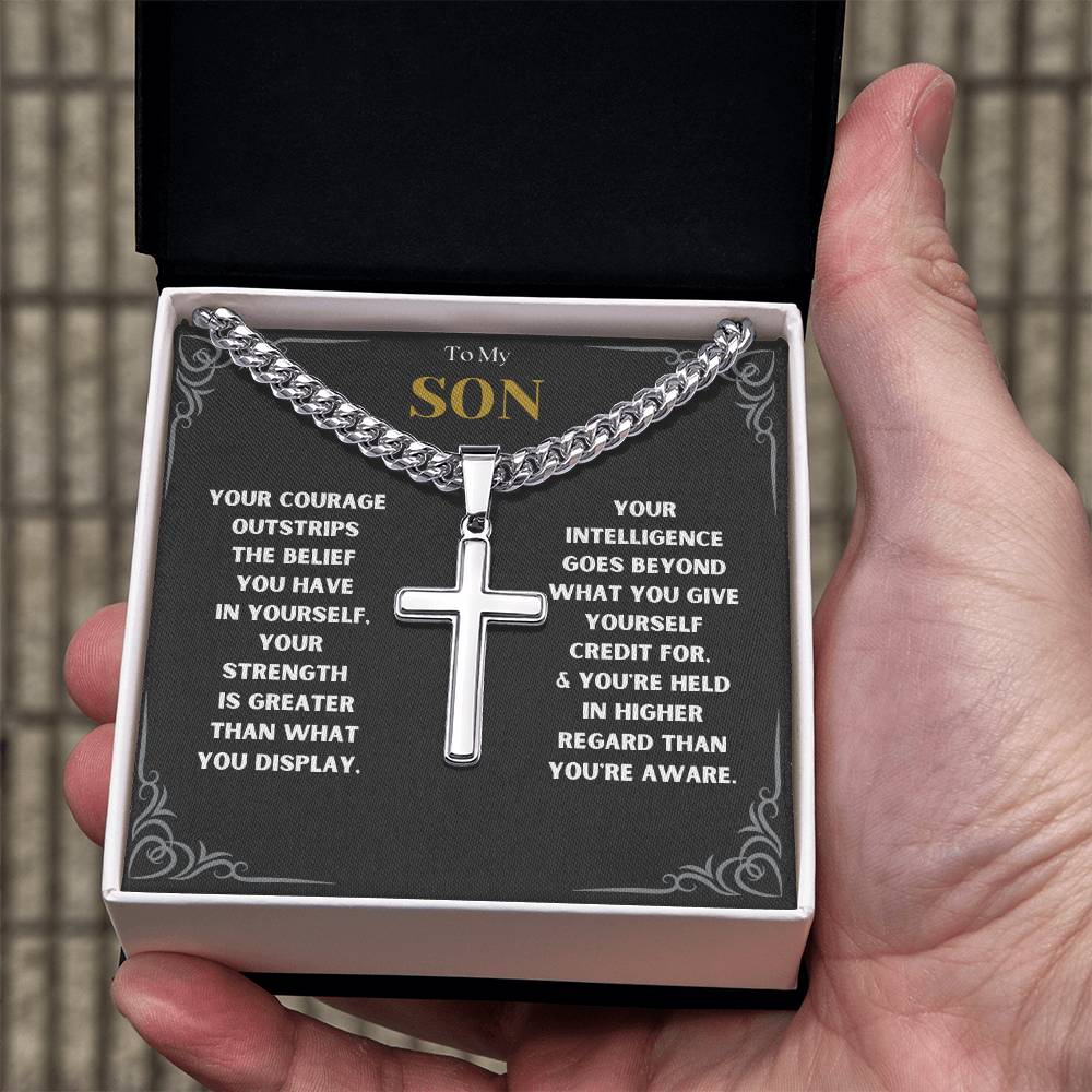 DesignTheShine To My Son From Mom, Son Gifts From Mom and Dad, Mother and Son Necklace, Teenage Boy Gifts, Gifts Ideas for Teen Boys 16-18 for Christmas, Birthday, Graduation - TB2