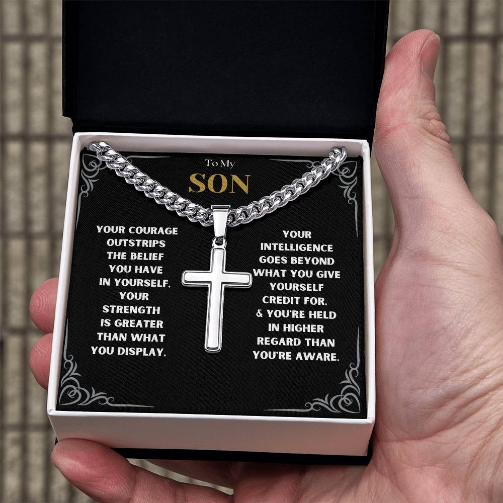 DesignTheShine To My Son From Mom, Son Gifts From Mom and Dad, Mother and Son Necklace, Teenage Boy Gifts, Gifts Ideas for Teen Boys 16-18 for Christmas, Birthday, Graduation - TB1