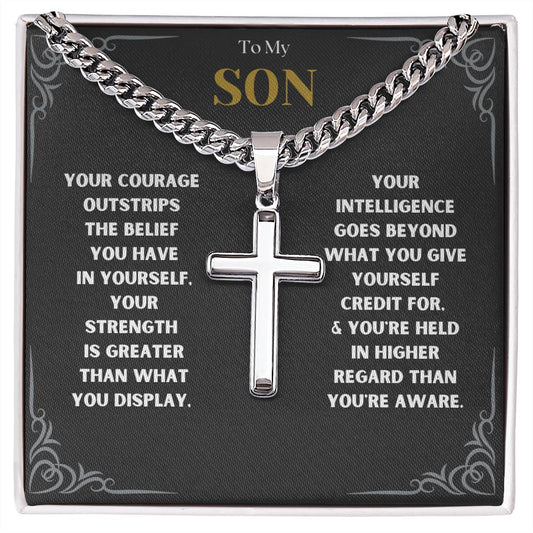 DesignTheShine To My Son From Mom, Son Gifts From Mom and Dad, Mother and Son Necklace, Teenage Boy Gifts, Gifts Ideas for Teen Boys 16-18 for Christmas, Birthday, Graduation - TB2