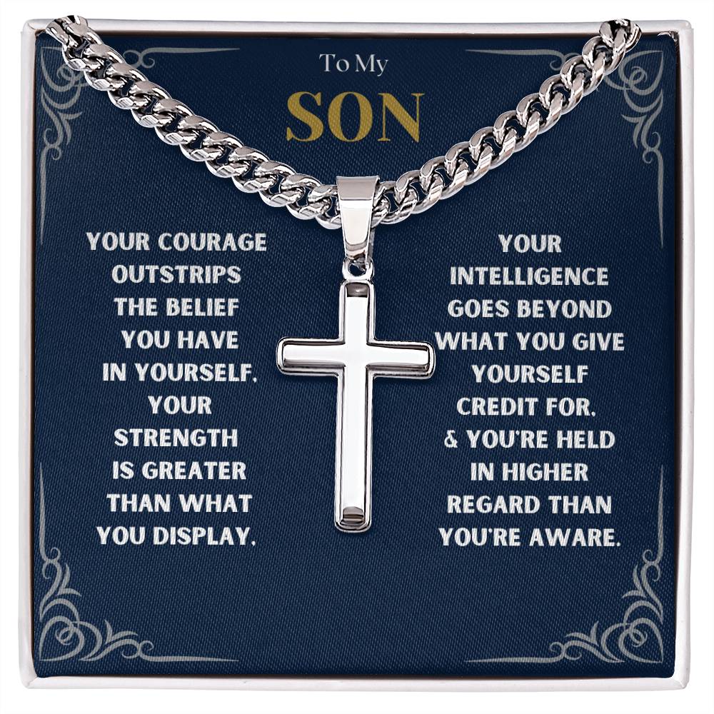 DesignTheShine To My Son From Mom, Son Gifts From Mom and Dad, Mother and Son Necklace, Teenage Boy Gifts, Gifts Ideas for Teen Boys 16-18 for Christmas, Birthday, Graduation - TB3