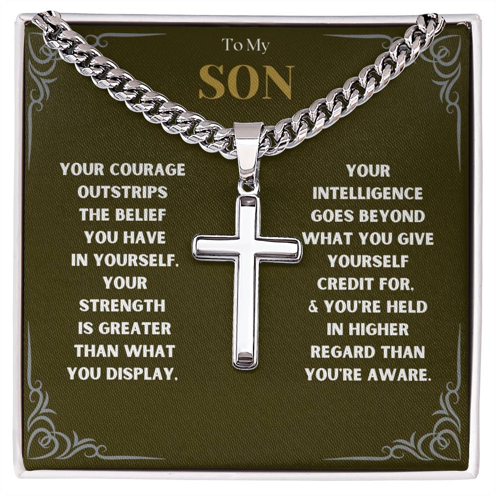 DesignTheShine To My Son From Mom, Son Gifts From Mom and Dad, Mother and Son Necklace, Teenage Boy Gifts, Gifts Ideas for Teen Boys 16-18 for Christmas, Birthday, Graduation - TB4