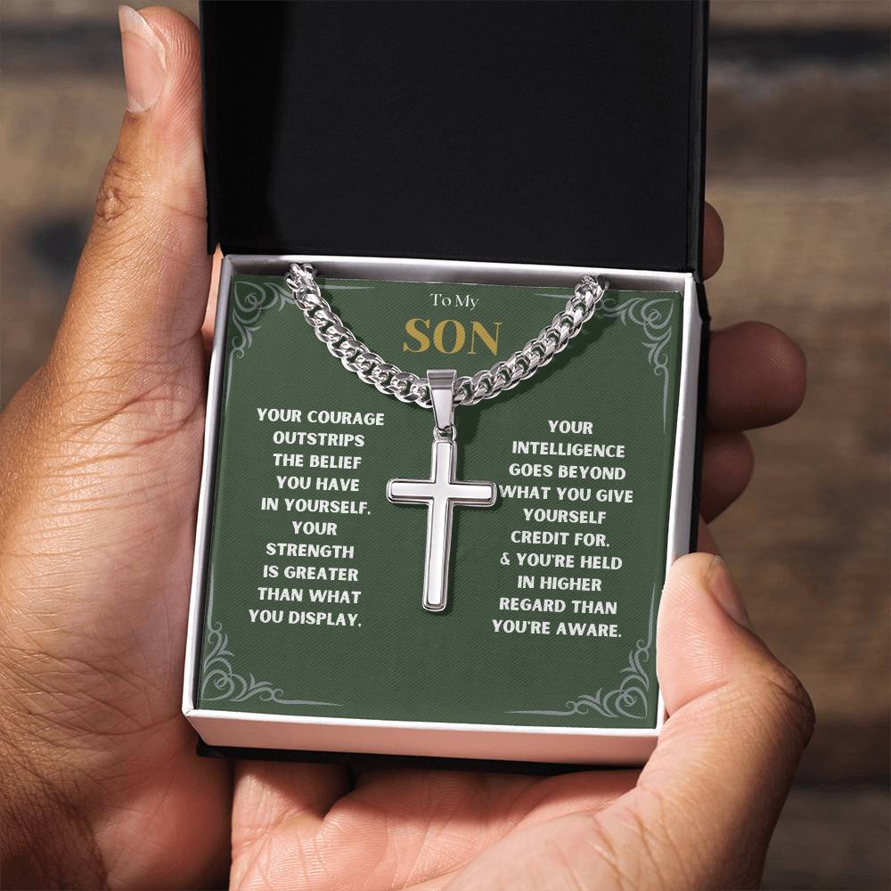 DesignTheShine To My Son From Mom, Son Gifts From Mom and Dad, Mother and Son Necklace, Teenage Boy Gifts, Gifts Ideas for Teen Boys 16-18 for Christmas, Birthday, Graduation - TB5