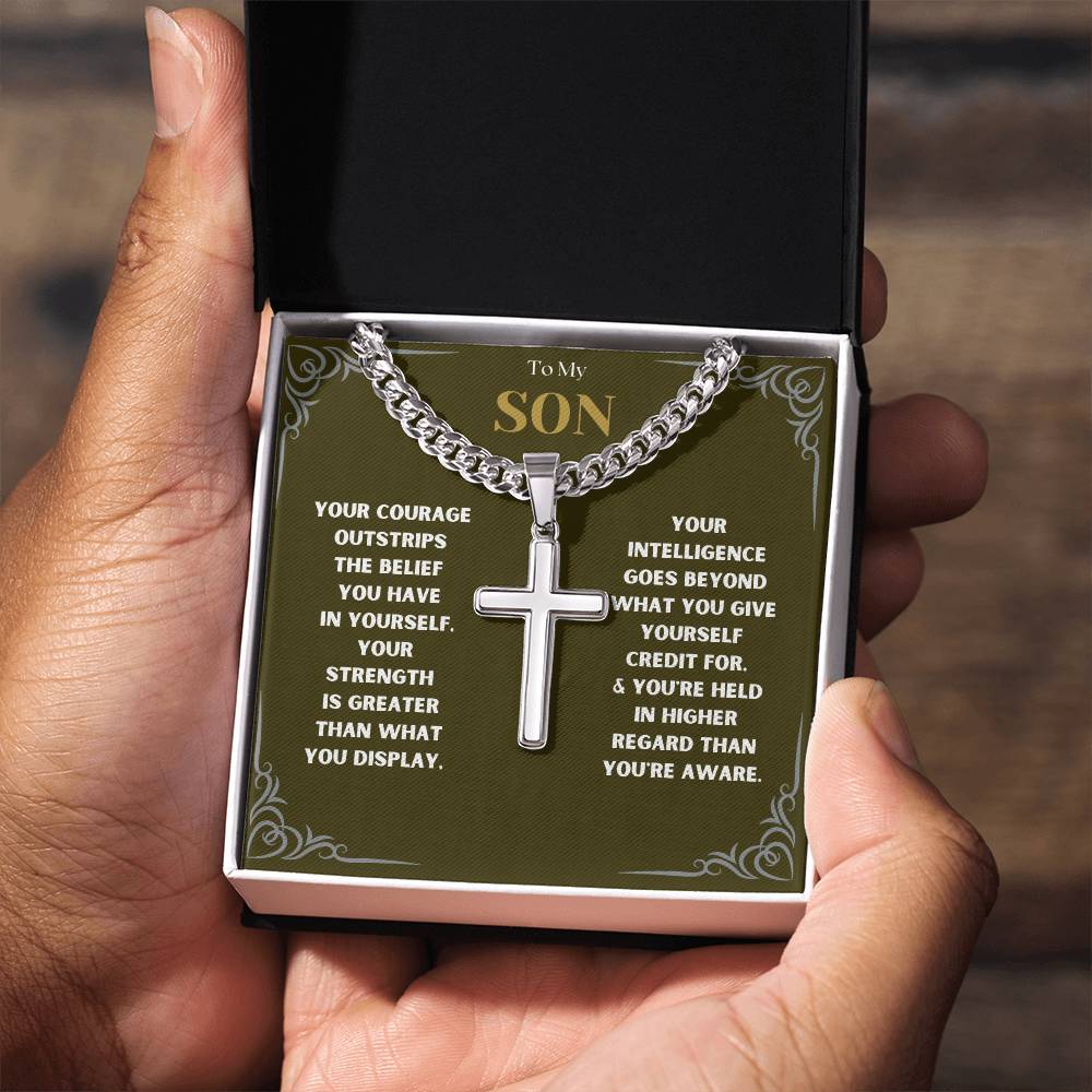 DesignTheShine To My Son From Mom, Son Gifts From Mom and Dad, Mother and Son Necklace, Teenage Boy Gifts, Gifts Ideas for Teen Boys 16-18 for Christmas, Birthday, Graduation - TB4