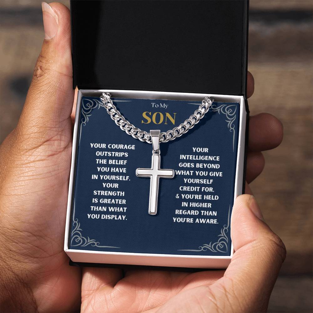 DesignTheShine To My Son From Mom, Son Gifts From Mom and Dad, Mother and Son Necklace, Teenage Boy Gifts, Gifts Ideas for Teen Boys 16-18 for Christmas, Birthday, Graduation - TB3