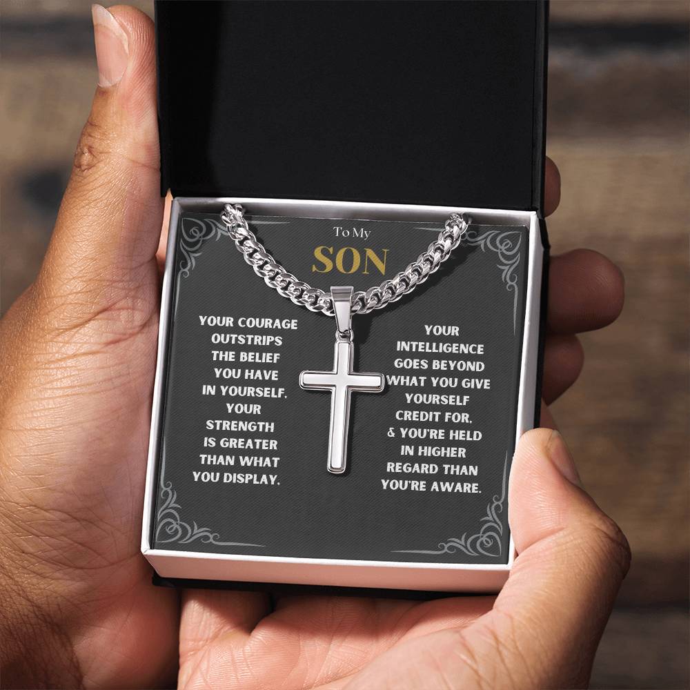 DesignTheShine To My Son From Mom, Son Gifts From Mom and Dad, Mother and Son Necklace, Teenage Boy Gifts, Gifts Ideas for Teen Boys 16-18 for Christmas, Birthday, Graduation - TB2