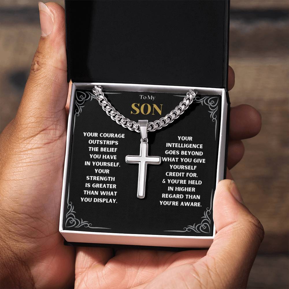 DesignTheShine To My Son From Mom, Son Gifts From Mom and Dad, Mother and Son Necklace, Teenage Boy Gifts, Gifts Ideas for Teen Boys 16-18 for Christmas, Birthday, Graduation - TB1