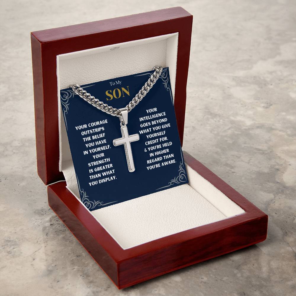 DesignTheShine To My Son From Mom, Son Gifts From Mom and Dad, Mother and Son Necklace, Teenage Boy Gifts, Gifts Ideas for Teen Boys 16-18 for Christmas, Birthday, Graduation - TB3