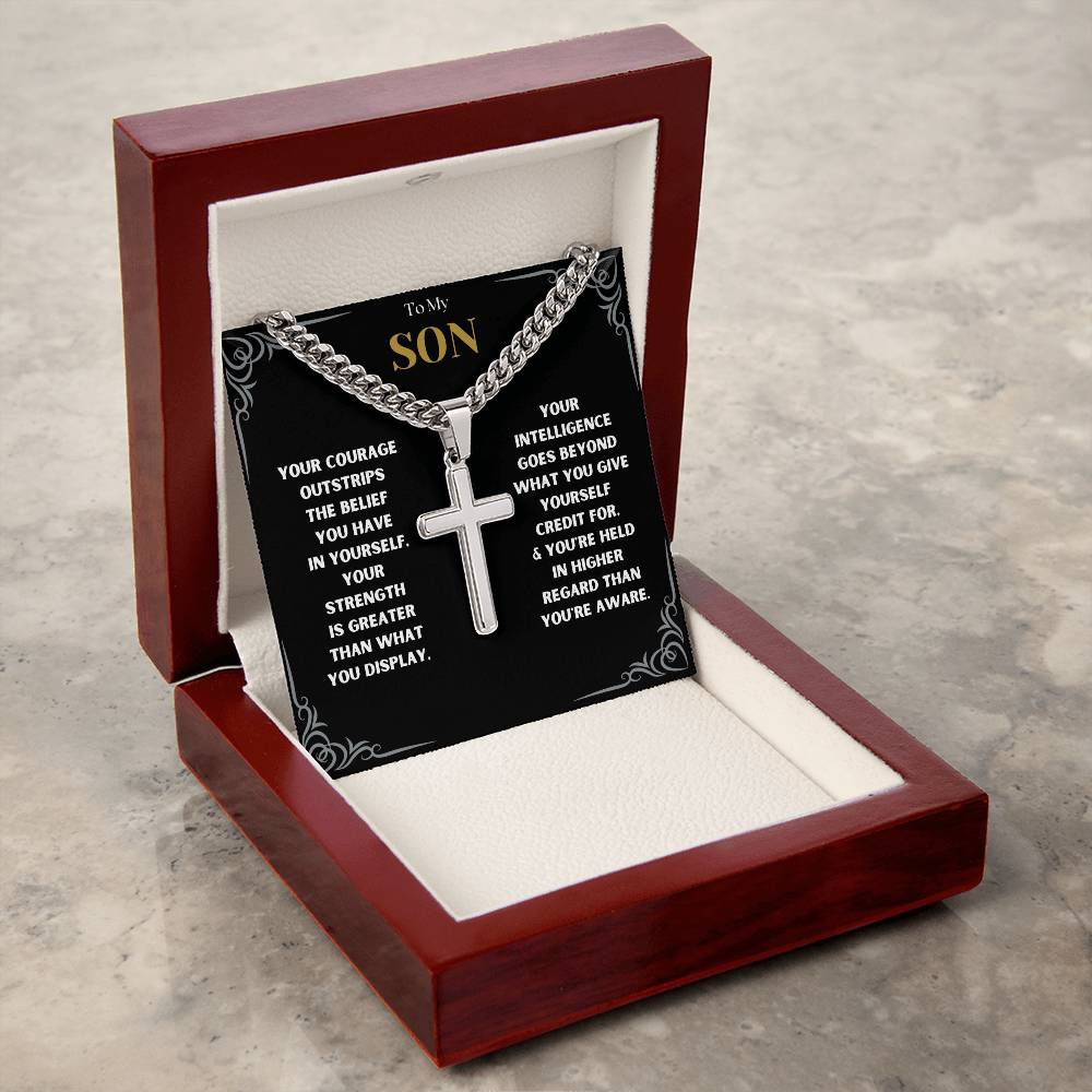 DesignTheShine To My Son From Mom, Son Gifts From Mom and Dad, Mother and Son Necklace, Teenage Boy Gifts, Gifts Ideas for Teen Boys 16-18 for Christmas, Birthday, Graduation - TB1