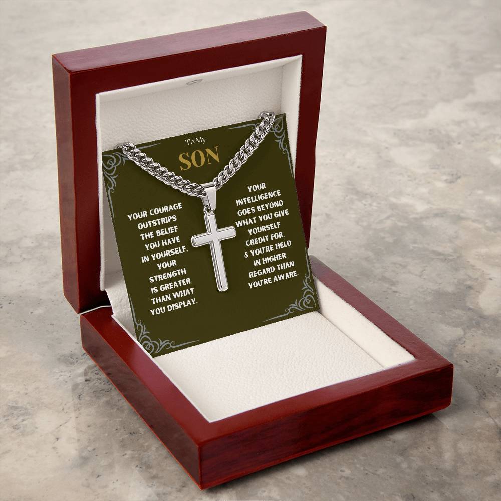 DesignTheShine To My Son From Mom, Son Gifts From Mom and Dad, Mother and Son Necklace, Teenage Boy Gifts, Gifts Ideas for Teen Boys 16-18 for Christmas, Birthday, Graduation - TB4