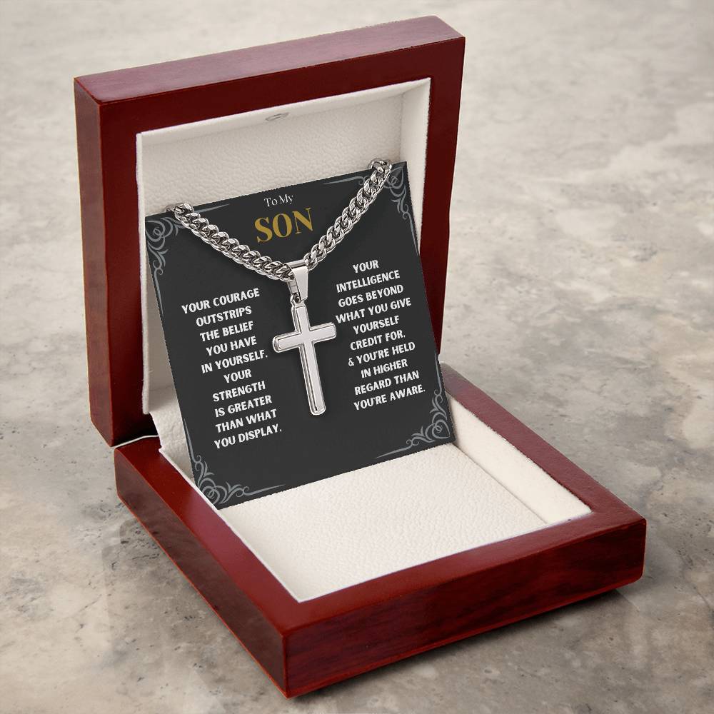 DesignTheShine To My Son From Mom, Son Gifts From Mom and Dad, Mother and Son Necklace, Teenage Boy Gifts, Gifts Ideas for Teen Boys 16-18 for Christmas, Birthday, Graduation - TB2