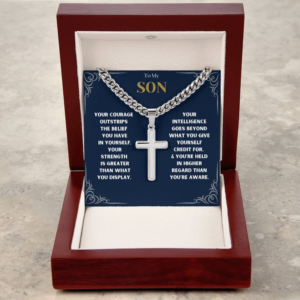 DesignTheShine To My Son From Mom, Son Gifts From Mom and Dad, Mother and Son Necklace, Teenage Boy Gifts, Gifts Ideas for Teen Boys 16-18 for Christmas, Birthday, Graduation - TB3