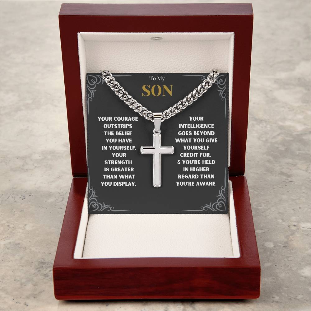 DesignTheShine To My Son From Mom, Son Gifts From Mom and Dad, Mother and Son Necklace, Teenage Boy Gifts, Gifts Ideas for Teen Boys 16-18 for Christmas, Birthday, Graduation - TB2