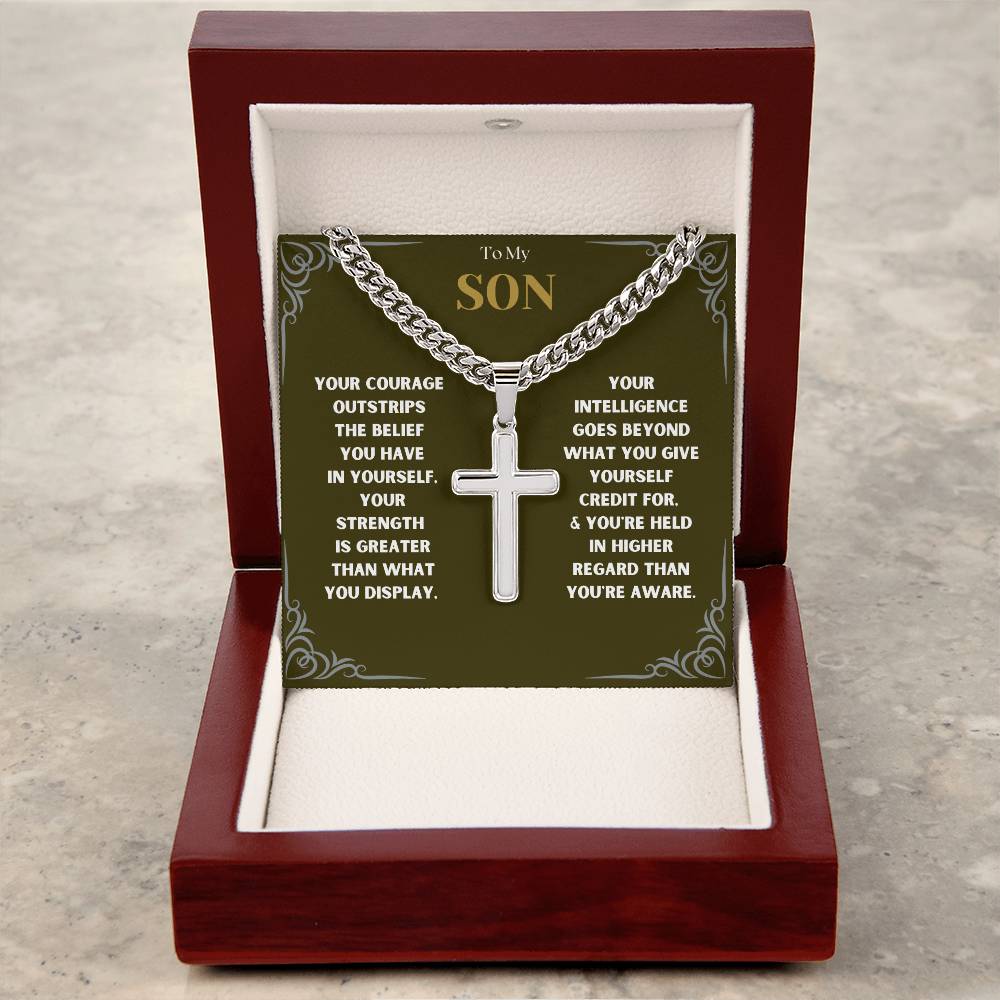 DesignTheShine To My Son From Mom, Son Gifts From Mom and Dad, Mother and Son Necklace, Teenage Boy Gifts, Gifts Ideas for Teen Boys 16-18 for Christmas, Birthday, Graduation - TB4