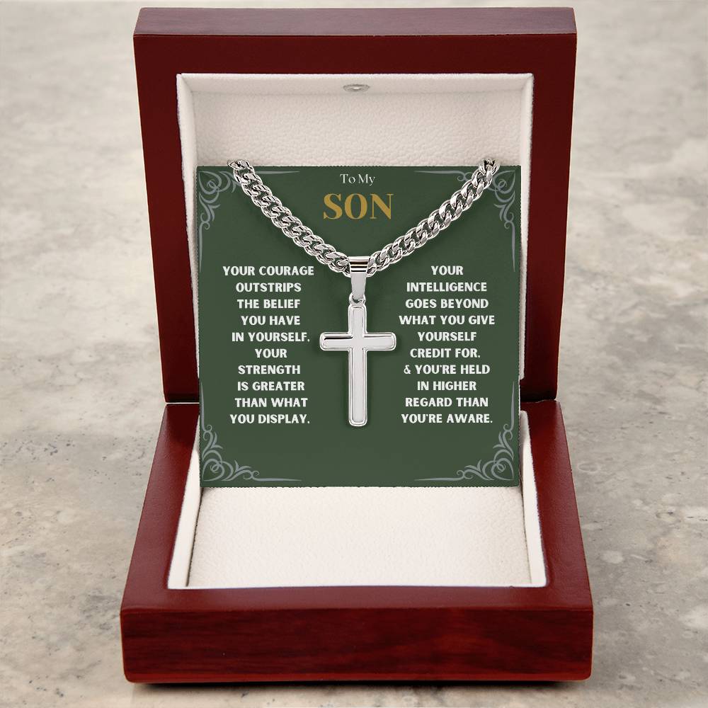 DesignTheShine To My Son From Mom, Son Gifts From Mom and Dad, Mother and Son Necklace, Teenage Boy Gifts, Gifts Ideas for Teen Boys 16-18 for Christmas, Birthday, Graduation - TB5