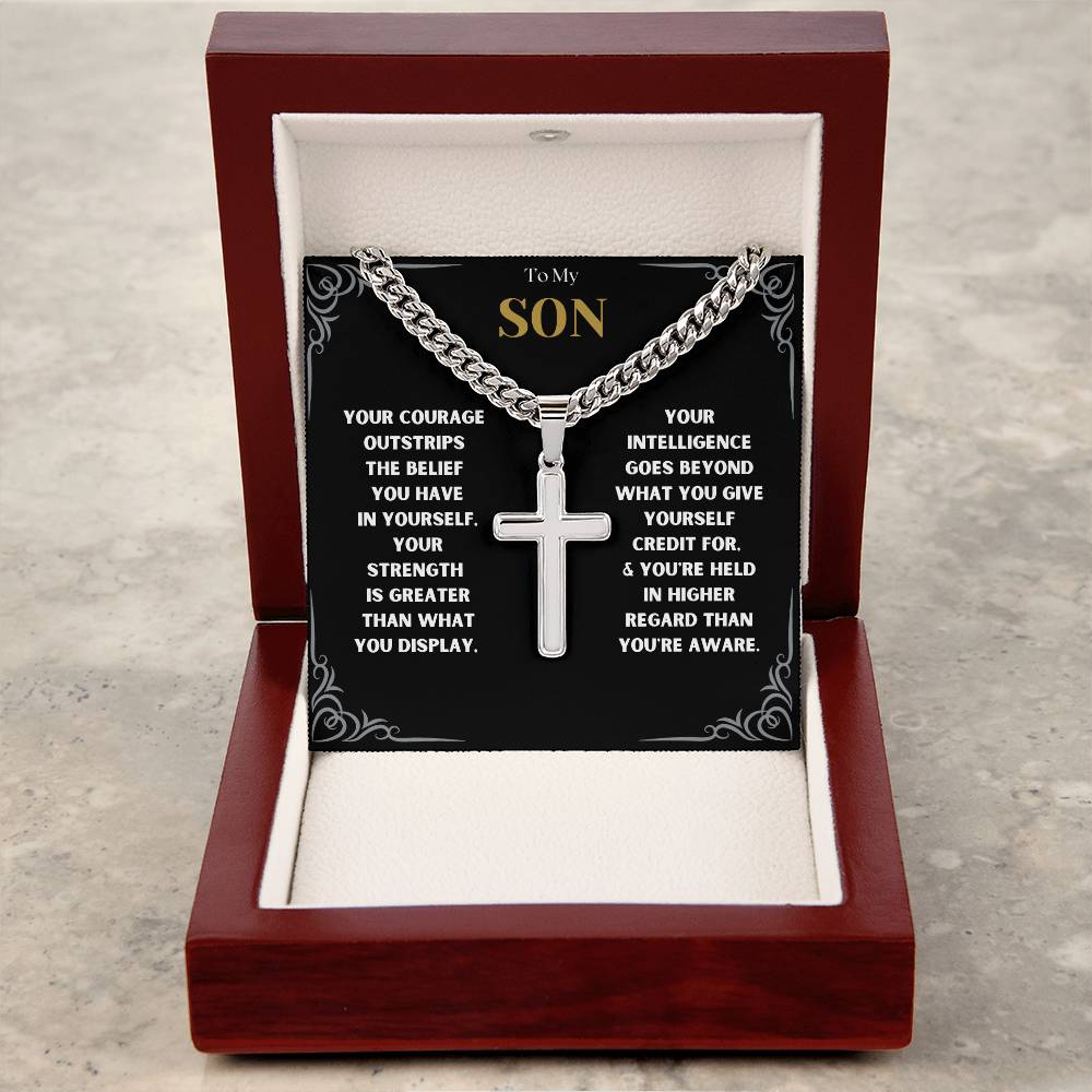 DesignTheShine To My Son From Mom, Son Gifts From Mom and Dad, Mother and Son Necklace, Teenage Boy Gifts, Gifts Ideas for Teen Boys 16-18 for Christmas, Birthday, Graduation - TB1