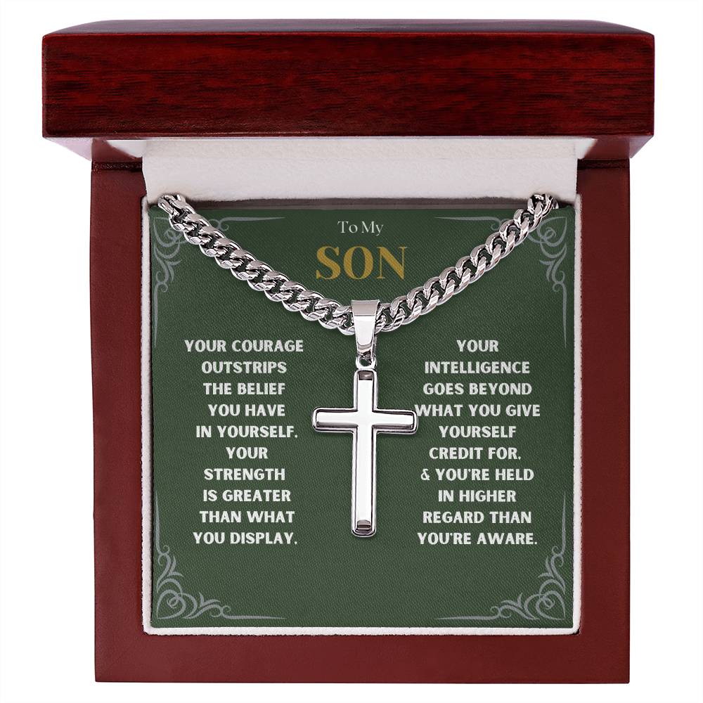 DesignTheShine To My Son From Mom, Son Gifts From Mom and Dad, Mother and Son Necklace, Teenage Boy Gifts, Gifts Ideas for Teen Boys 16-18 for Christmas, Birthday, Graduation - TB5