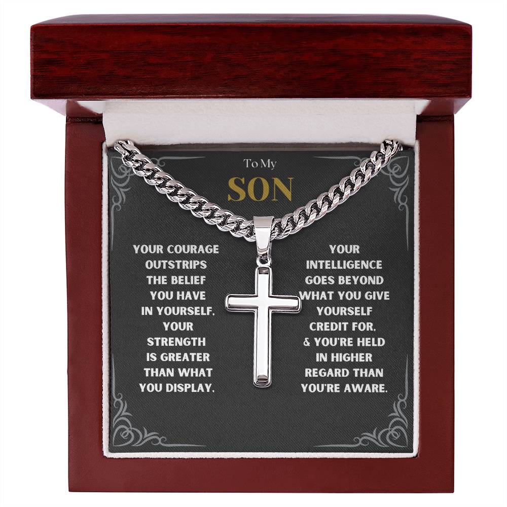 DesignTheShine To My Son From Mom, Son Gifts From Mom and Dad, Mother and Son Necklace, Teenage Boy Gifts, Gifts Ideas for Teen Boys 16-18 for Christmas, Birthday, Graduation - TB2