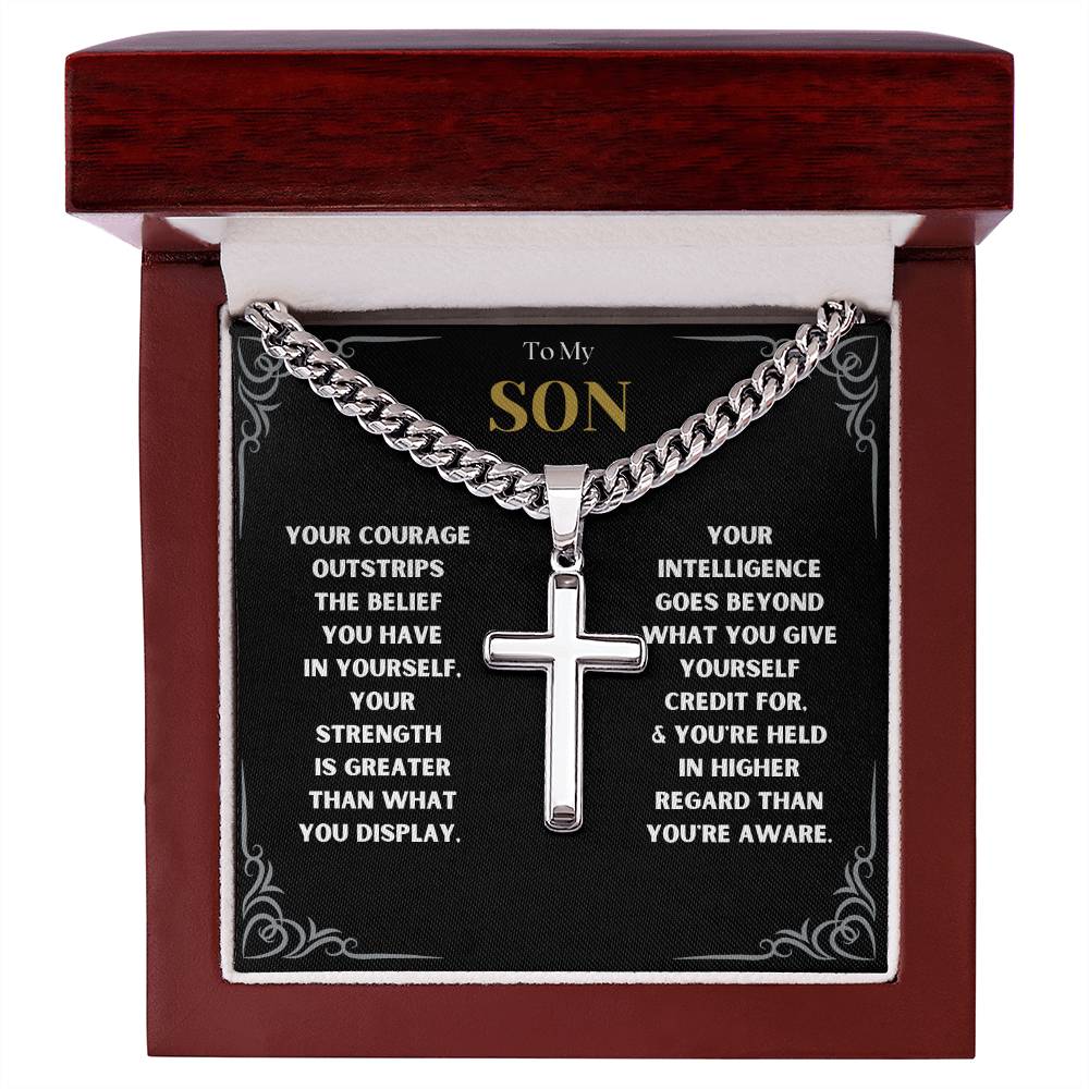 DesignTheShine To My Son From Mom, Son Gifts From Mom and Dad, Mother and Son Necklace, Teenage Boy Gifts, Gifts Ideas for Teen Boys 16-18 for Christmas, Birthday, Graduation - TB1