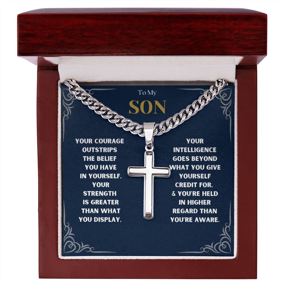 DesignTheShine To My Son From Mom, Son Gifts From Mom and Dad, Mother and Son Necklace, Teenage Boy Gifts, Gifts Ideas for Teen Boys 16-18 for Christmas, Birthday, Graduation - TB3