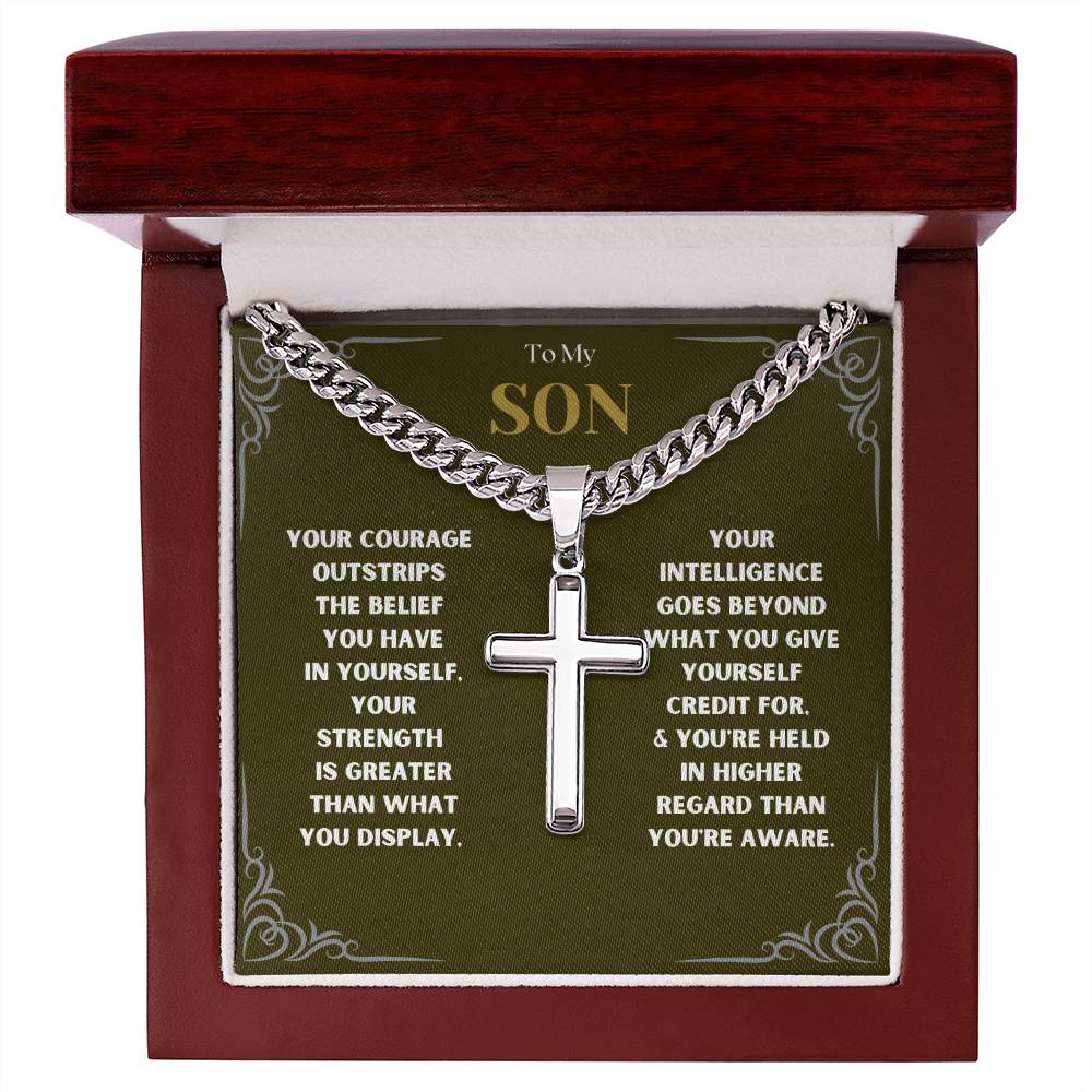 DesignTheShine To My Son From Mom, Son Gifts From Mom and Dad, Mother and Son Necklace, Teenage Boy Gifts, Gifts Ideas for Teen Boys 16-18 for Christmas, Birthday, Graduation - TB4