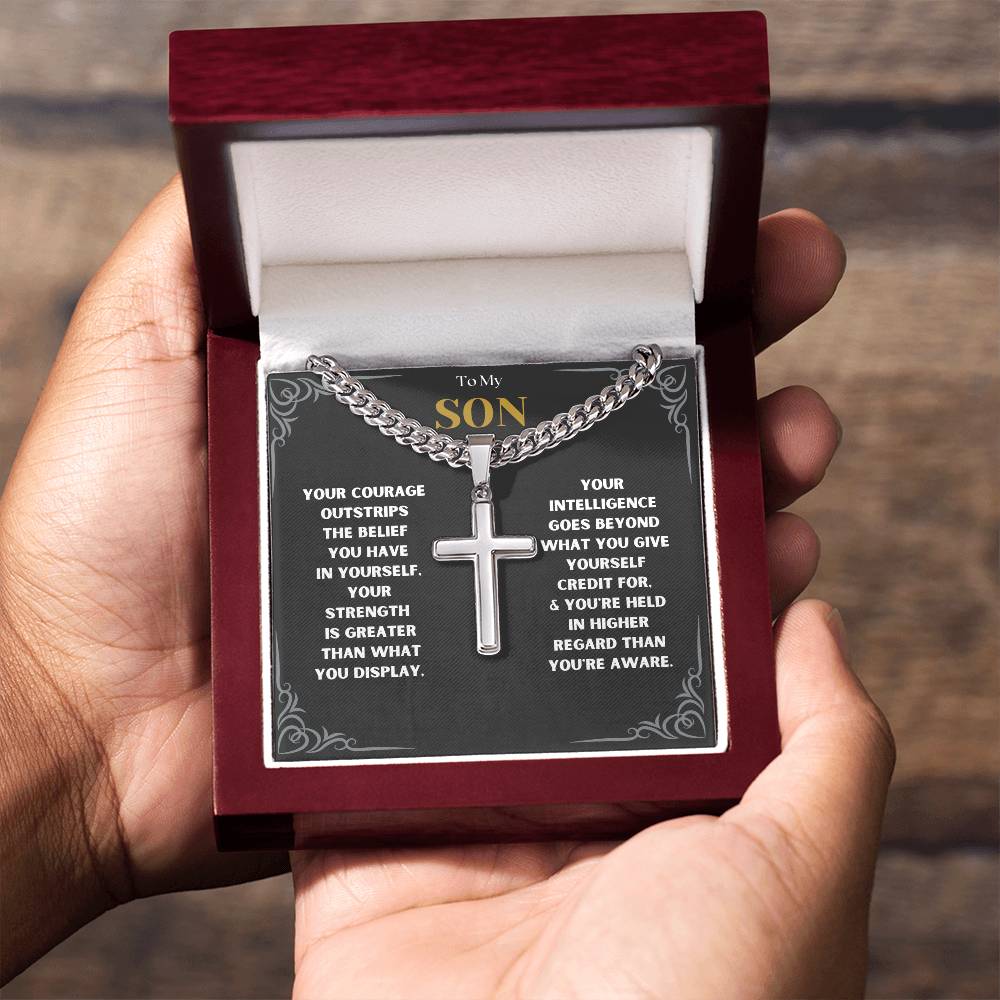 DesignTheShine To My Son From Mom, Son Gifts From Mom and Dad, Mother and Son Necklace, Teenage Boy Gifts, Gifts Ideas for Teen Boys 16-18 for Christmas, Birthday, Graduation - TB2