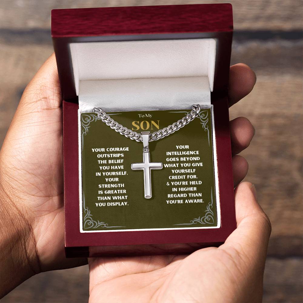 DesignTheShine To My Son From Mom, Son Gifts From Mom and Dad, Mother and Son Necklace, Teenage Boy Gifts, Gifts Ideas for Teen Boys 16-18 for Christmas, Birthday, Graduation - TB4