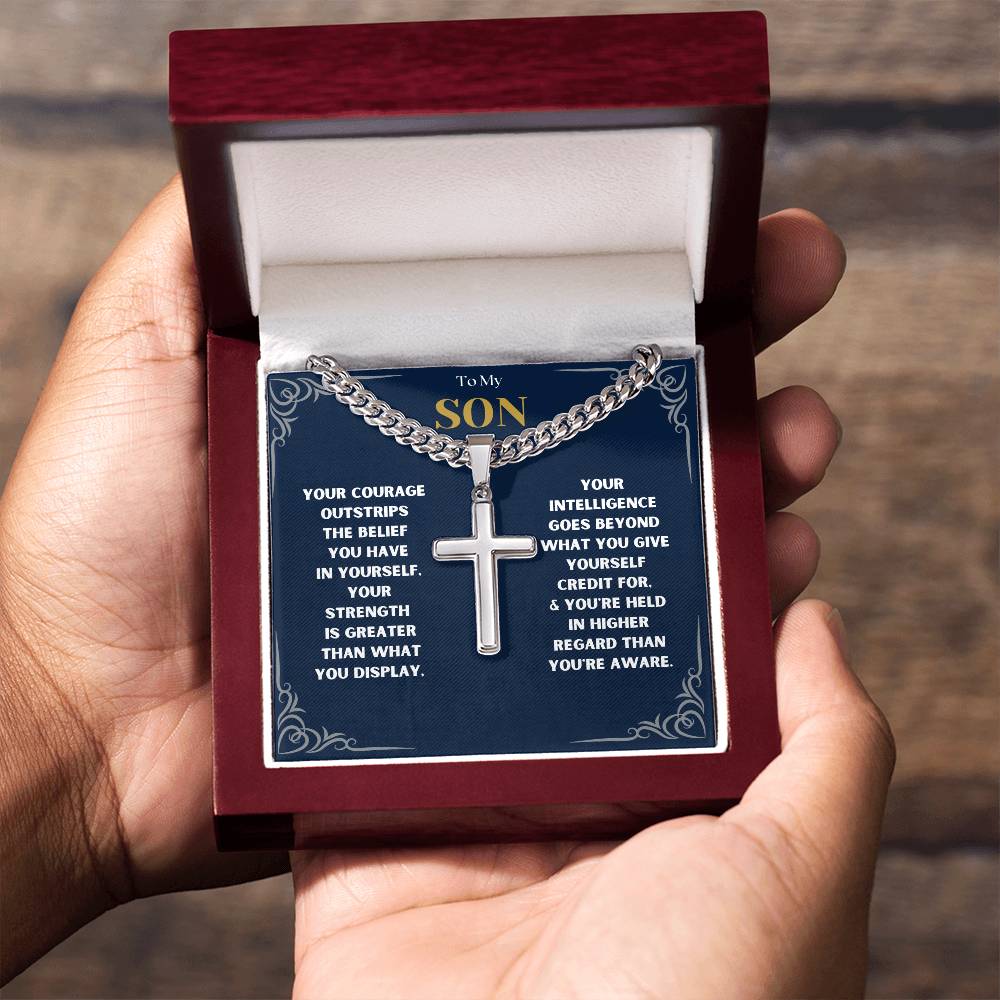 DesignTheShine To My Son From Mom, Son Gifts From Mom and Dad, Mother and Son Necklace, Teenage Boy Gifts, Gifts Ideas for Teen Boys 16-18 for Christmas, Birthday, Graduation - TB3