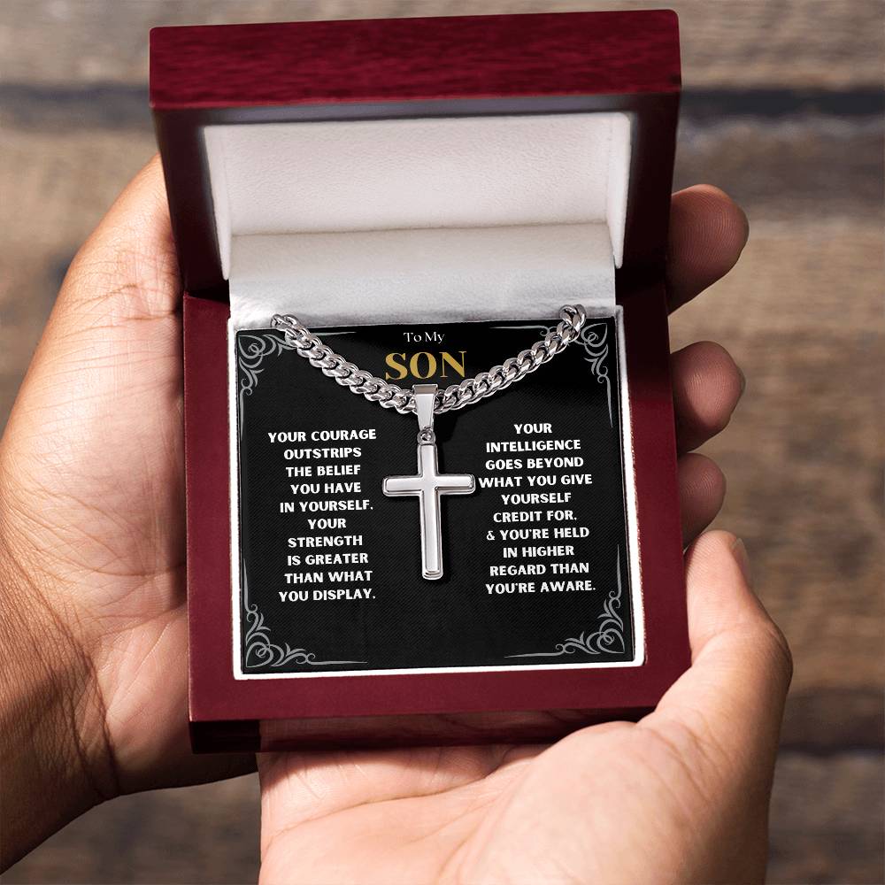 DesignTheShine To My Son From Mom, Son Gifts From Mom and Dad, Mother and Son Necklace, Teenage Boy Gifts, Gifts Ideas for Teen Boys 16-18 for Christmas, Birthday, Graduation - TB1